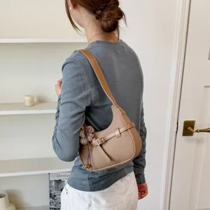 Borsa a spalla strutturata marrone donna borsa a mano retrò borsa a tracolla casual