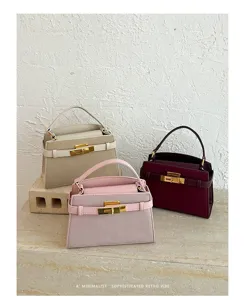Minimalist retro vibe women small handbag matte leather top handle crossbody square bag chic