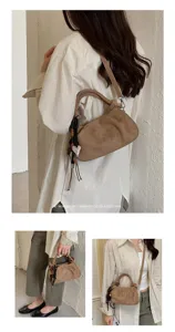 Sac à main plissé style coréen pour femmes, sac bandoulière texture mate automne et hiver.