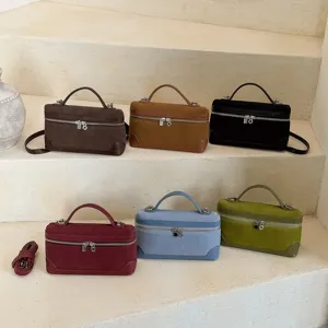 Retro Suede Bento Handbag Minimalist Matte Velvet Box Bag Women Crossbody Shoulder Bag Small Niche Tote Purse Casual Daily Bag