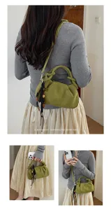 Sac à bandoulière plissé style coréen femme texture effet mat rétro sac à main tendance