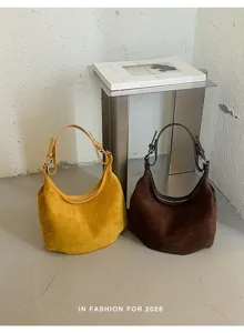 Sac bandoulière hobo en daim vintage grand sac cabas décontracté pour femme style quotidien
