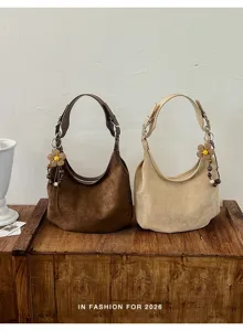 Sac hobo vintage en daim pour femme, grand cabas slouchy sac porté épaule pour le travail.