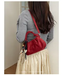 Sac à main plissé style coréen pour femmes, sac d'épaule texture givrée automne hiver, tendance.