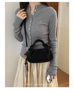 Sac à main plissé style coréen pour femme, sac bandoulière texture givrée automne.