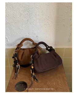 Sac à main plissé style coréen, texture mate bandoulière, sac tendance rétro pour femmes.
