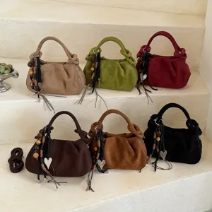 Sac à Main Plissé de Style Coréen Pour Femmes Sac à Bandoulière Vintage Texture Mate Petit Sac Fourre-Tout Minimaliste