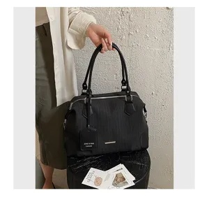 Vintage gestreifte Boston Handtasche für Damen, elegante Henkeltasche mit großem Fassungsvermögen.