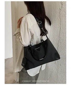 Retro vertikale Streifen Boston Tasche für Damen, große Schultertasche und Umhängetasche.