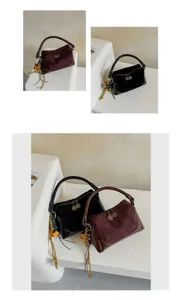 Bolso de mano patchwork esmerilado otoño invierno bolso de hombro estilo retro para mujeres.