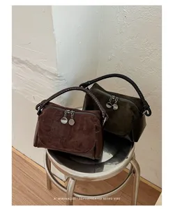 Bolso de mano de cuero esmerilado otoño invierno mujer retro hombro cojín bandolera estilo.