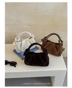 Retro pleated cloud bag and leopard print handbag set, stylish autumn winter commuting crossbody tote.