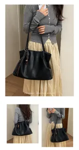 Sac cabas souple minimaliste classique pour femme, sac porté épaule rétro et polyvalent.
