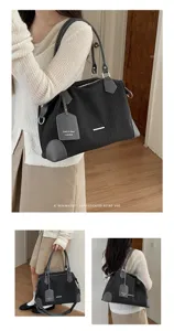 Damen Retro vertikal gestreifte Boston Tasche große Kapazität Schulter Handtasche neu