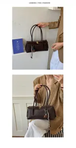 Chic woven pillow shoulder bag for women fashion versatile Boston handbag stylish daily wear