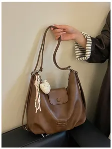 Zaino borsa a tracolla donna grande capacità vintage retro marrone in pelle PU casual