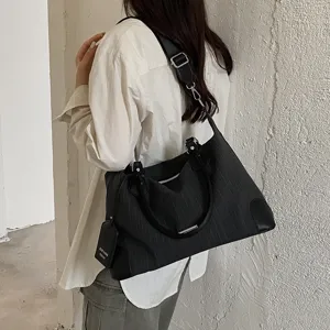 Damen Vintage vertikale Streifen Boston Tasche große Kapazität elegante Umhängetasche