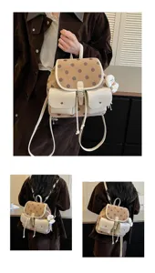 Chic polka dot backpack for women stylish casual daily commute lightweight bookbag new