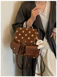 Korean style polka dot backpack women daily commute lightweight casual school bag chic design