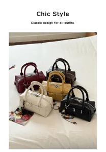 Stylish women pillow Boston handbag versatile PU leather shoulder crossbody bag multi colors.