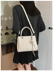 Elegante bolso de hombro para mujer bolso de mano casual tote con colgante de flor