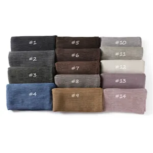 Detailed view of solid color crinkle long scarf hijab with rolled edges, soft breathable.