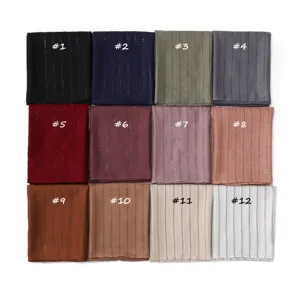 Lightweight sequin cotton linen scarf shawl versatile striped long scarf for women 12 colors