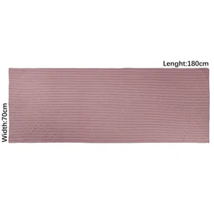 Pink striped metallic long scarf flat lay detail showing length 180cm and width 70cm.