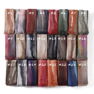 Gradient modal wrinkled long scarf versatile breathable soft shawl with fringed edges.