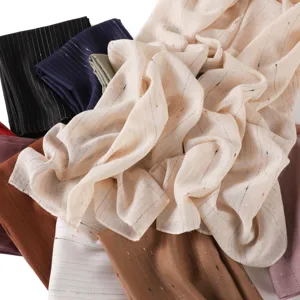 Versatile striped flat yarn scarf with colorful dots, lightweight breathable shawl for women.