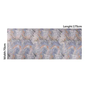 Detailed view of the abstract print chiffon scarf fabric, showing pattern texture and size.