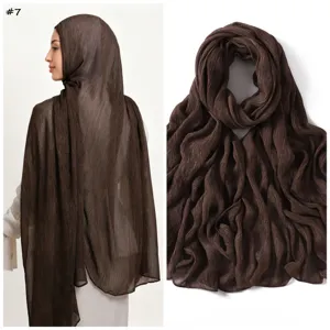 Vintage tinta unita modal stropicciato hijab sciarpa traspirante morbida scialle donna