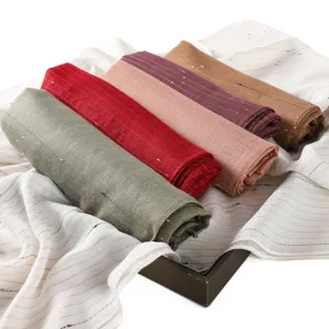 Roll scarves set with metallic threads, breathable long shawls for women, stylish commuting wear.