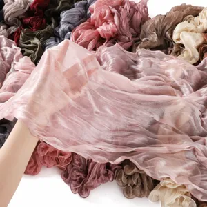 Shiny crinkle sheer scarf lightweight long breathable solid color fashion headwrap soft fabric