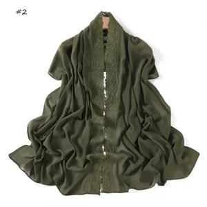 Green chiffon embroidered flower scarf shawl lightweight breathable elegant women accessory