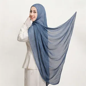 Sciarpa hijab lunga in modal stropicciato traspirante morbido monocolore scialle elegante