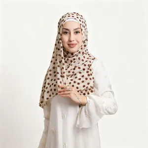 Punkte Chiffon Hijab Schal Detail, atmungsaktives weiches Kopftuch modisches Design für Damen.