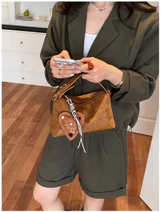 Donna vintage borsa a spalla intrecciata autunno casual borsetta marrone cuscino borsa