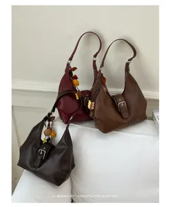 Ρετρό μαλακή δερμάτινη τσάντα ώμου, casual σχεδίαση μεγάλης χωρητικότητας για καθημερινή χρήση.