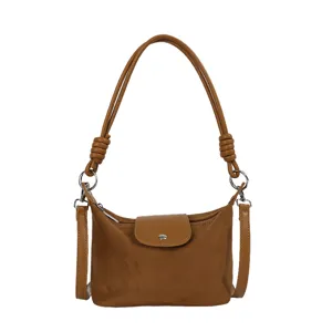 Retro Braune Wildleder Umhängetasche Schicke Knödel Crossbody Tasche Vielseitige Achsel Handtasche