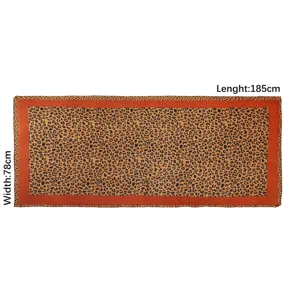 Vintage colorful leopard print pleated long scarf soft breathable cotton linen shawl detail view