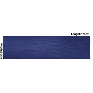 Detailed view of the elegant blue textured shimmering pleated chiffon scarf fabric surface.