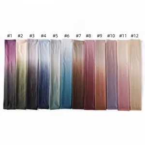 Gradient pleated long scarf set showcasing 12 vibrant colors, soft breathable fabric for women.