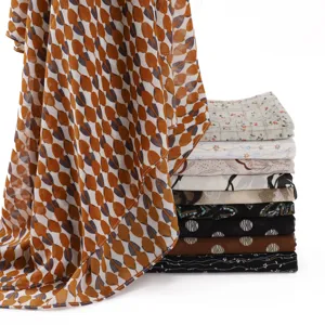 Women Fashion Floral Polka Dot Print Chiffon Scarf Lightweight Breathable Long Scarf Shawl For Daily Wear