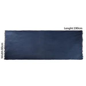 Solid color rayon wrinkled long scarf with fringe, soft elastic breathable hijab for women.