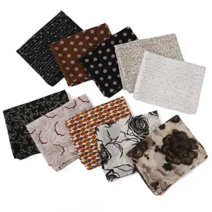 Women chiffon scarf set, elegant floral polka dot print, breathable lightweight long neck wrap.