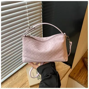 Borsa a tracolla intrecciata da donna, elegante borsa a mano con manico stile retrò.