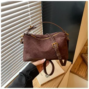 Borsa a tracolla intrecciata marrone vintage da donna elegante borsa moda autunnale