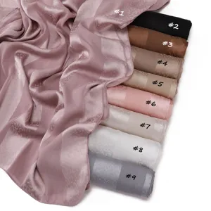 Satin silk jacquard leopard long scarf soft breathable elegant women hijab shawl detail view.