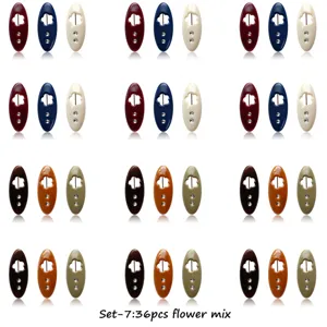 Detailed view of 36pcs colorful plastic flower hijab pins set, multi-color decorative brooch.